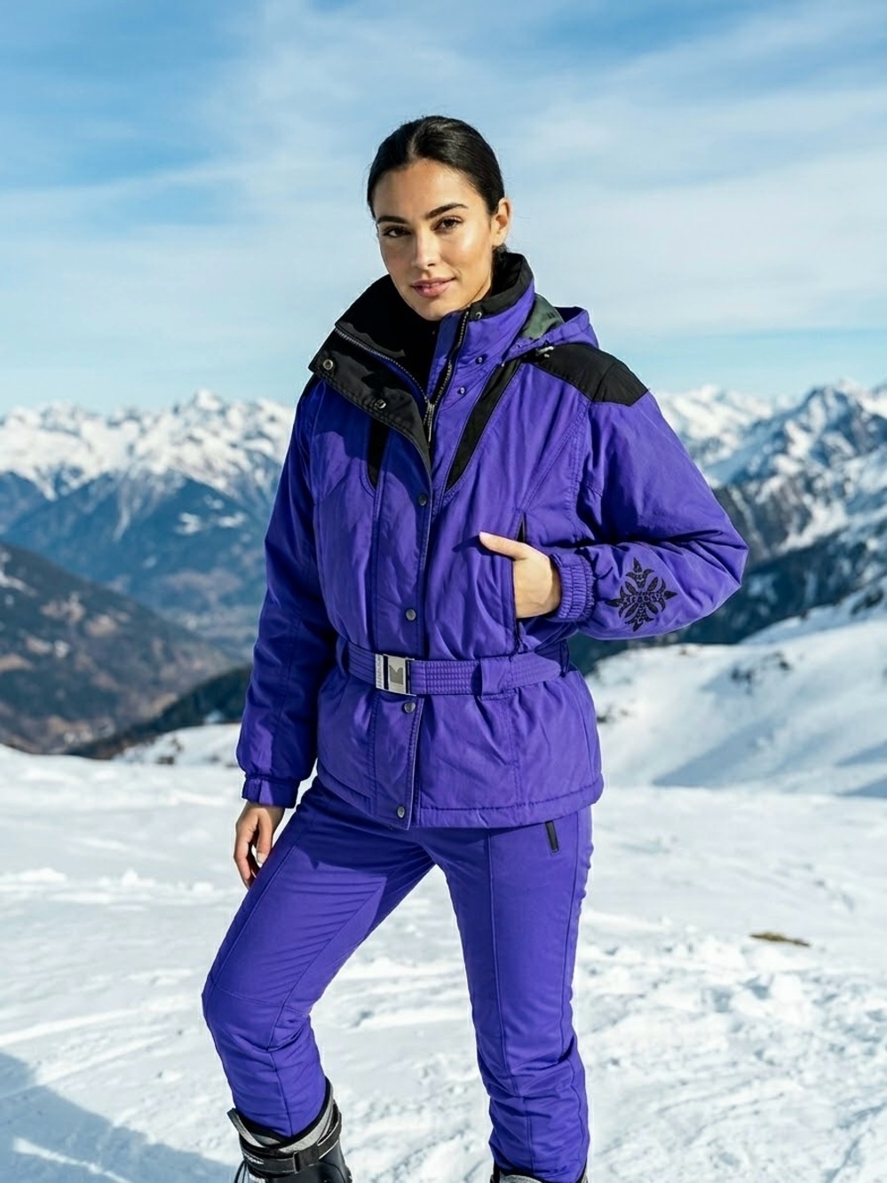 Vintage Vitesse Purple Ski Jacket Couloir Belted 90s Winter Coat VTG 12 or Large